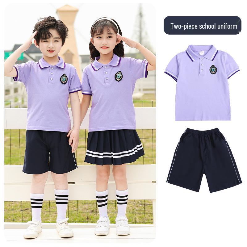 British Style Summer Kids' School Uniform Set - Boys & Girls Two-Piece Performance Wear