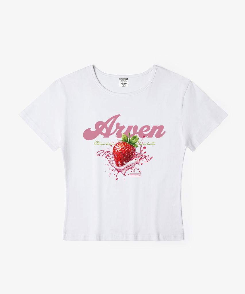 Aleubenkeulleob Strawberry Milk Women'S Slim Fit Short Sleeve T-Shirt