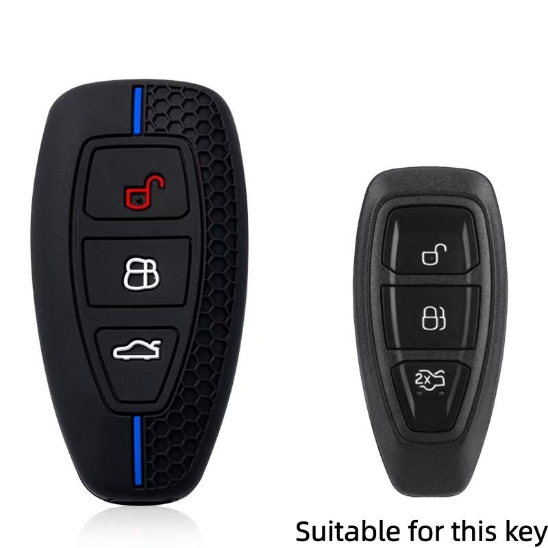 Car Key Pack For Ford St Line Fiesta Focus Mondeo Ecosport Kuga Puma Edge Escape Metallic Silicone Car Key Fob Case Accessories