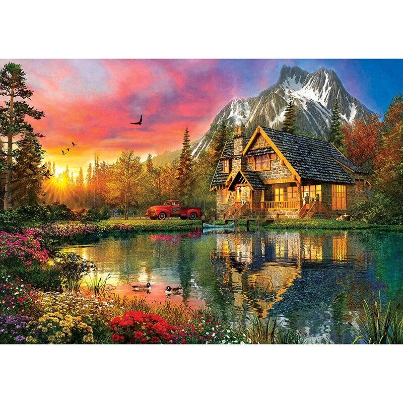 New 5D DIY Diamond Painting Scenic Lodge Diamond Embroidery Scenery Cross Stitch Full Round Drill Crafts Home Decor Gift