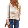 Ladies Casual Solid Color  Strip Solid Color Slim Fit Round Neck Stitching Lace Sleeve T-Shirt