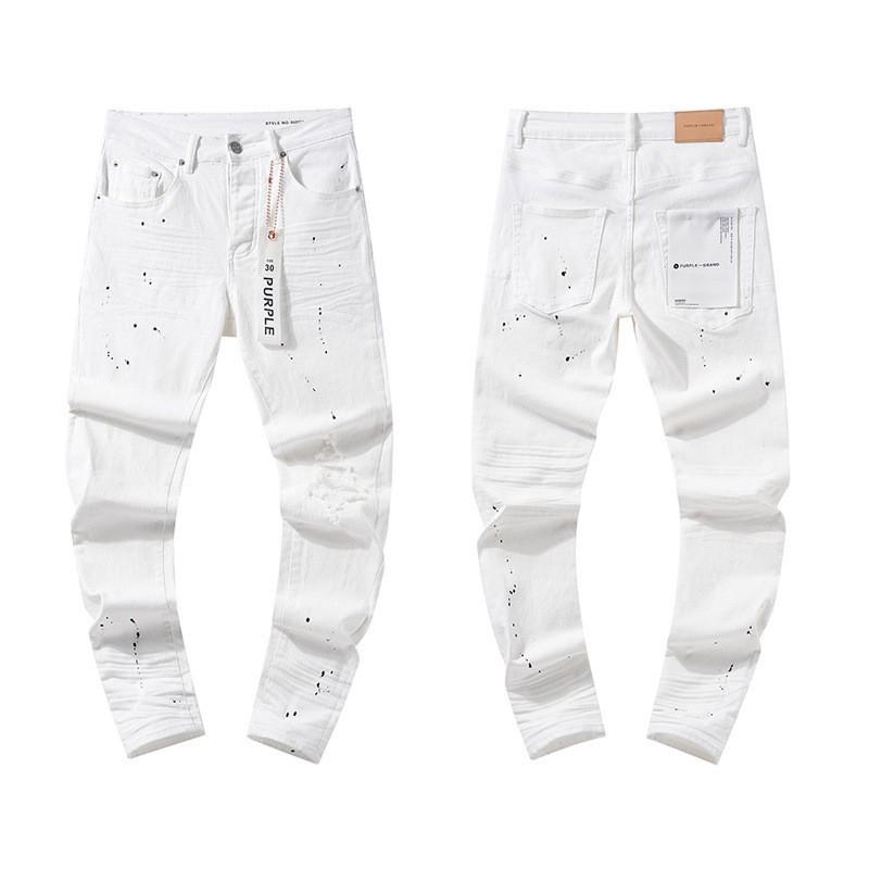 Dżinsy Męskie Damskie Streetwear Spodnie Codzienne z Nadrukiem Rozprysków Fioletowego Atramentu Wytarte Prosty Krój