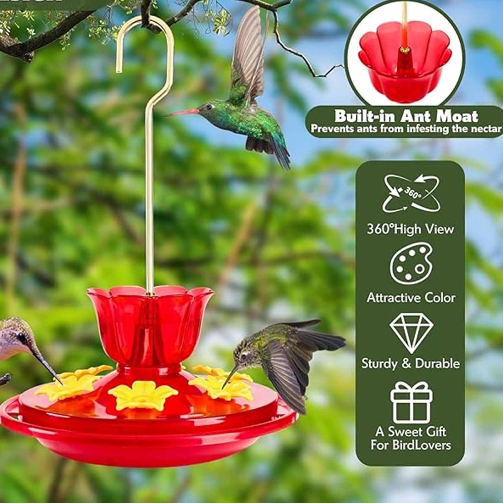 

Detachable Portable Bird Feeder with Yellow Flower Pendant – Hanging Outdoor Feeder for Hummingbirds & Garden Decor One Size червоний