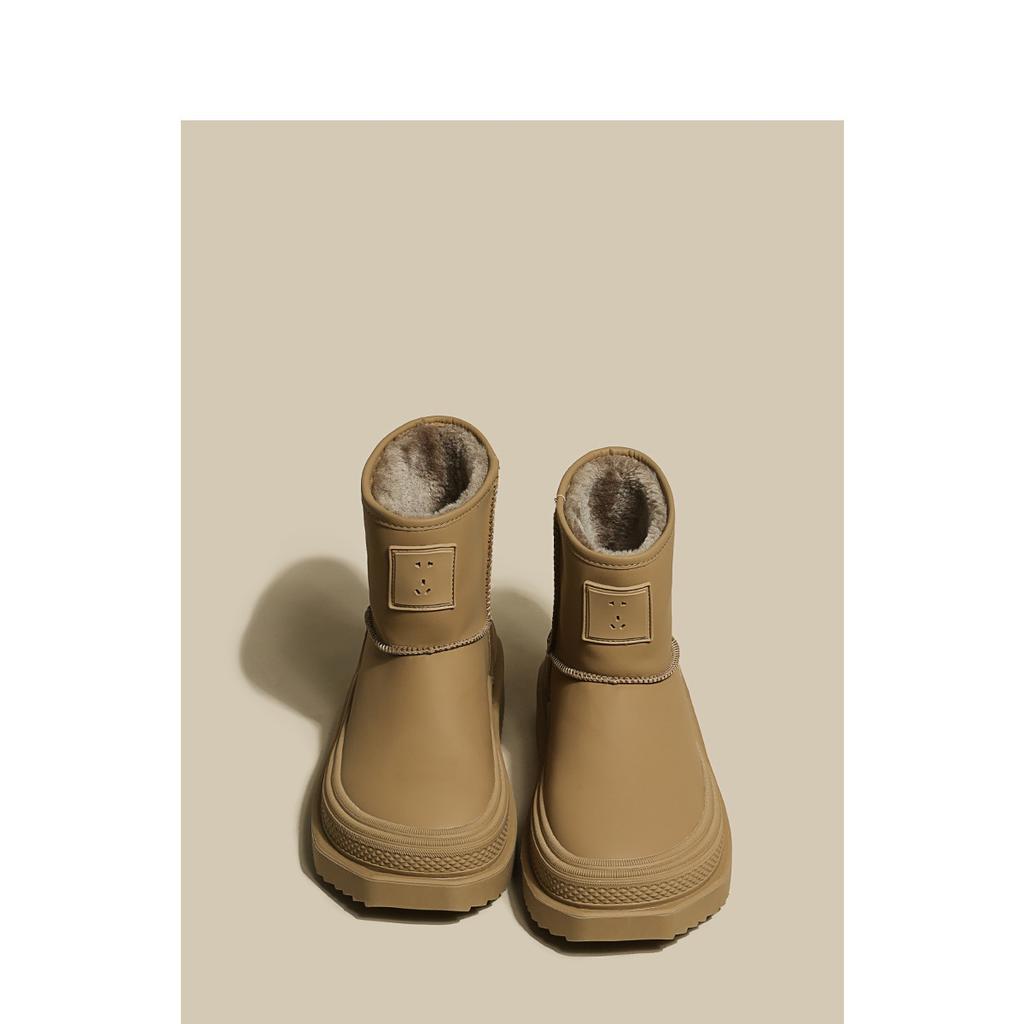 Soft leather version~ thick-soled inner heightening snow boots women's 2024 new winter piled thickened heightening cotton shoes women's shoes