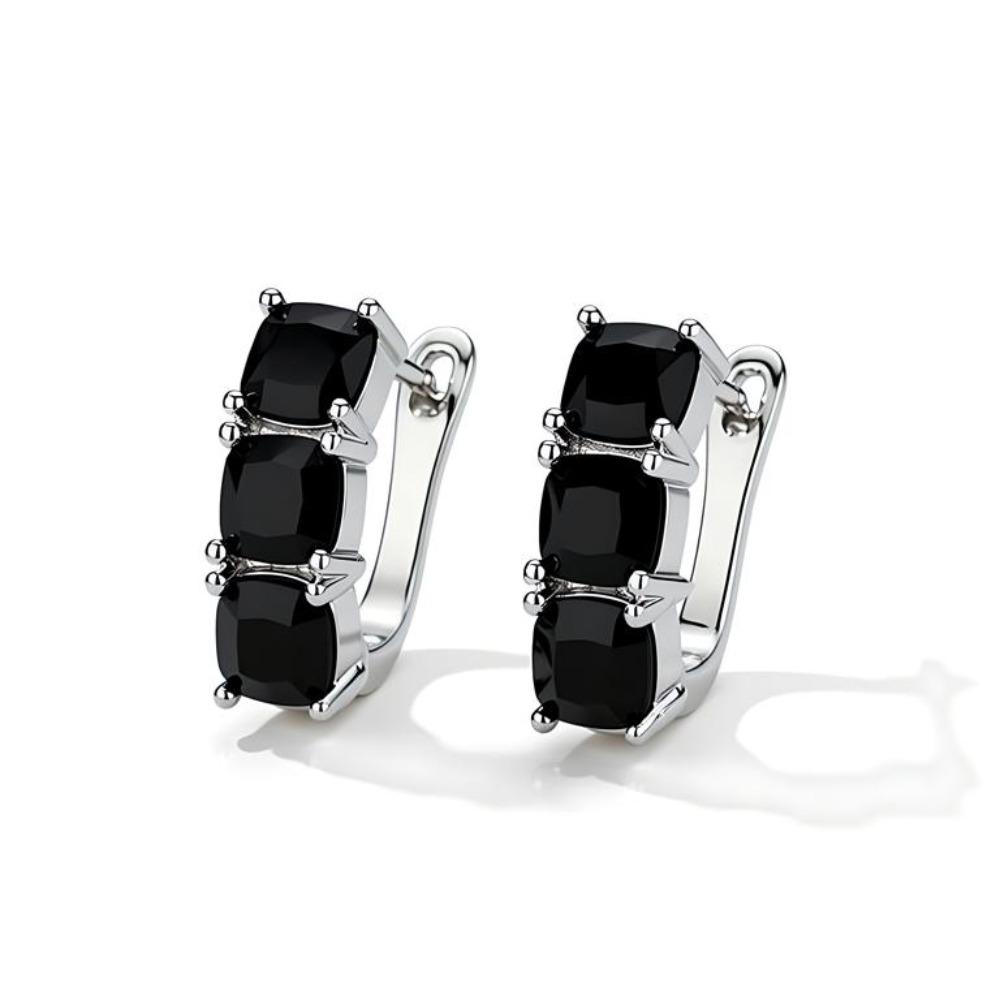 Black Awn Schwarze Stein-Creolen für Damen, Creolen-Ohrschmuck