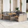 VidaXL Garden Lounge Set with Cushions 9 Pcs Beige Wicker Acacia 3327580