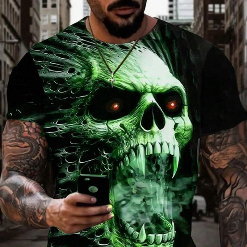 

Новая летняя мужская модная футболка с принтом черепа, мужская футболка, топ