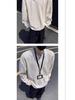 Men's American Trendy V-Neck Jacquard Sweatshirt: Loose Fit, Long-Sleeve, Casual High Street Style T-Shirt for Autumn.