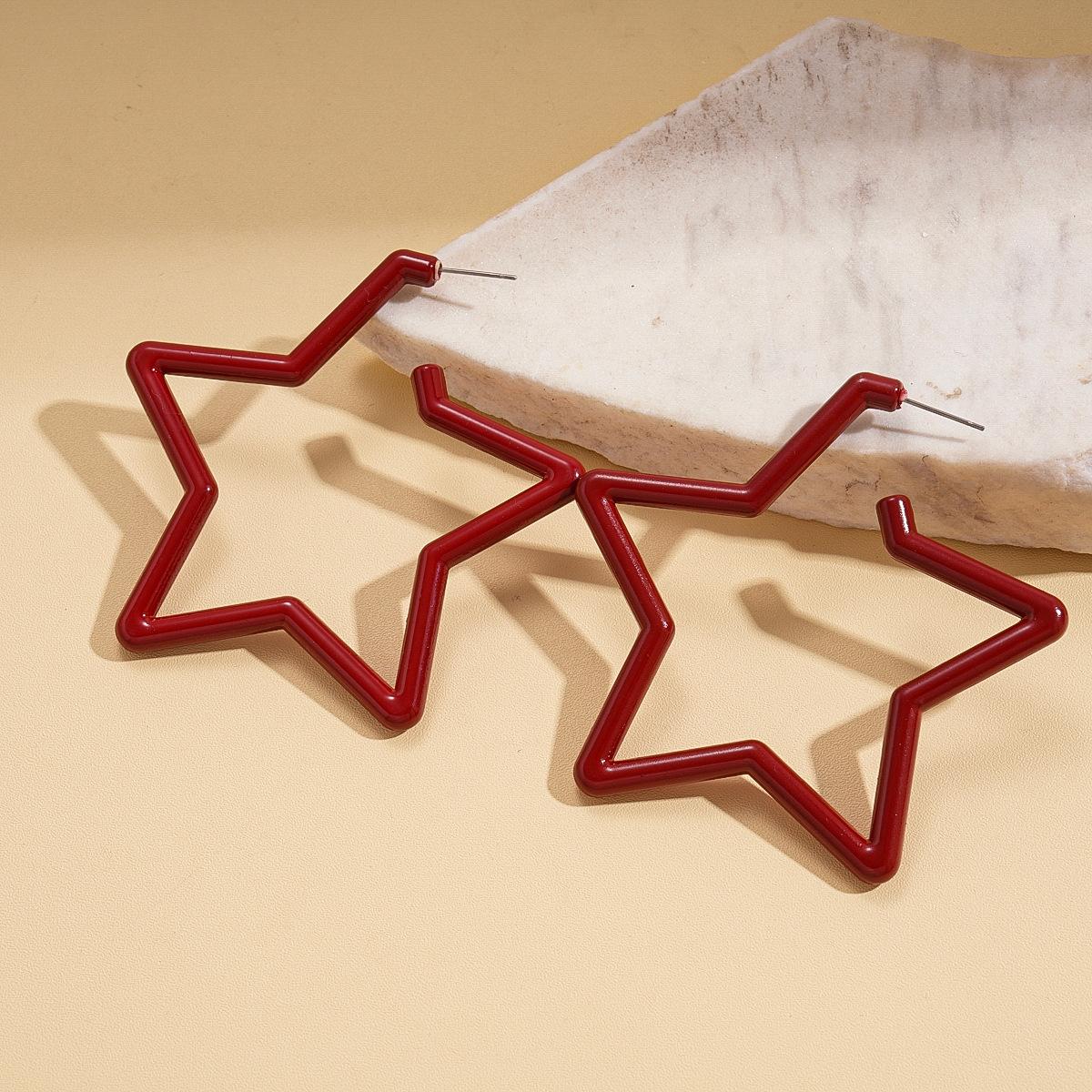 European and American simple acrylic round star steel needle Ankola red environmental protection niche earrings
