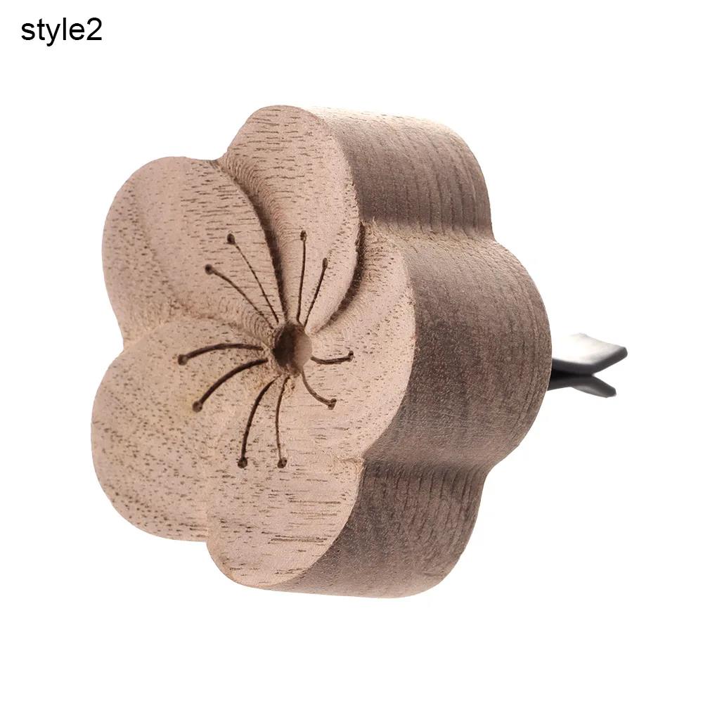 1Pc Diffused Wood Aroma Essential Oil Diffuser Essential Oil For Sleep Flower Shape Wooden Essential Oil Aromatherapy Car Supply Air Fresheners 2