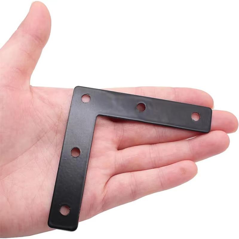 1Pcs of Stainless Steel and Black Paint Thickened Corner Code and L-Shape Triangular Flat Connector Fixed with Screws
