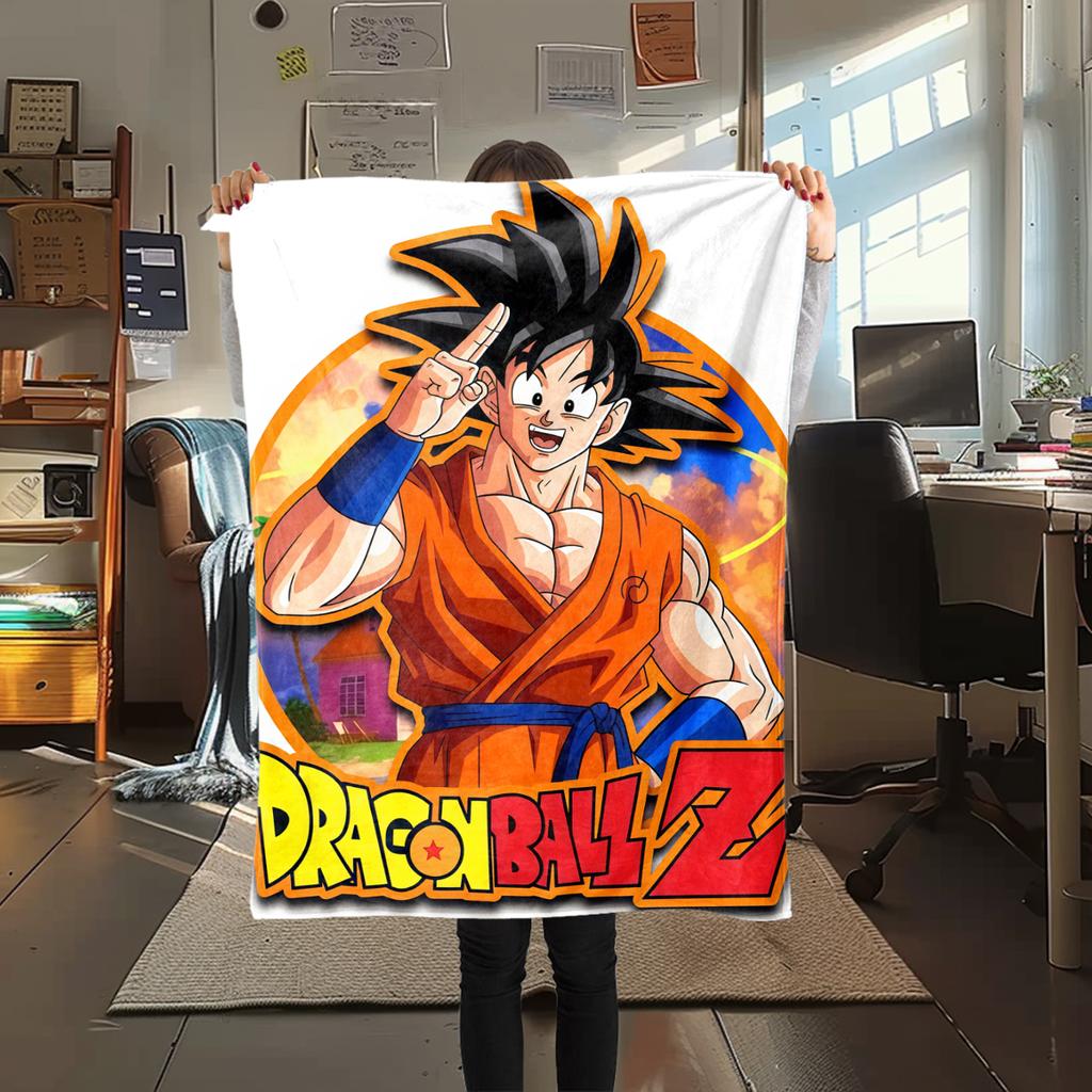1PC Son Goku  Print Flannel Blanket, High quality All Seasons, Home Decor, Warmth and Comfort, Perfect for Christmas Gifts