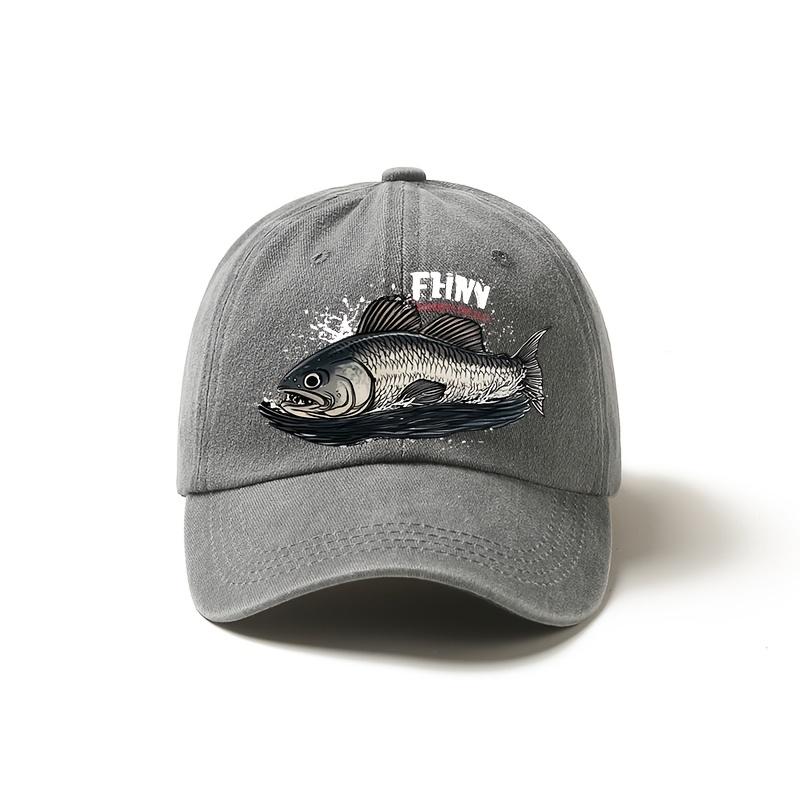 

A Baseball Cap Featuring a Large Fish Pattern Adjustable Size Lightweight SunProtective And Multifunctional Classic Hat One Size
