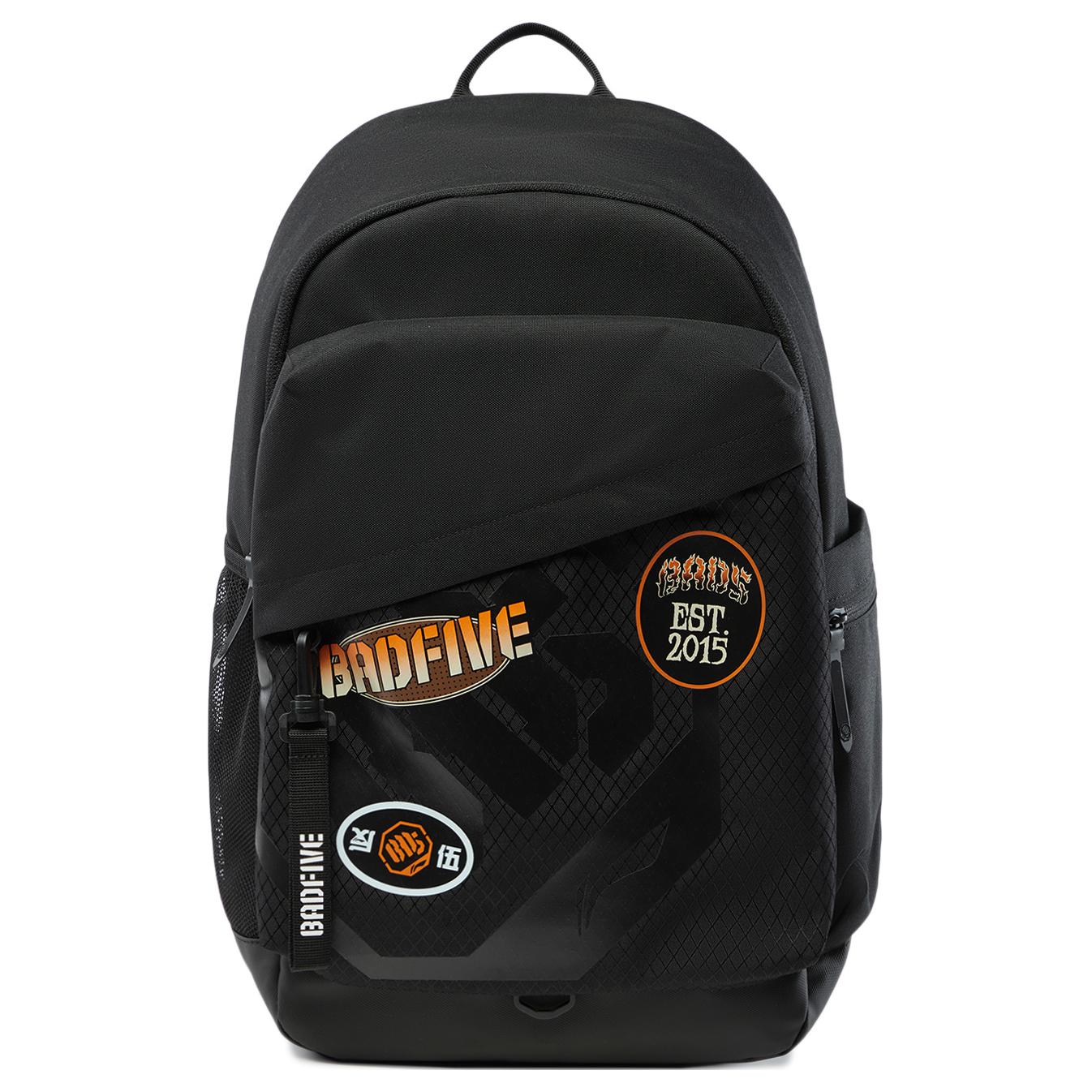 Li Ning Badfive Basketball Series Casual Versatile Sports Logo Print Zipper Backpack Unisex backpack Black ABSU205-1 Black