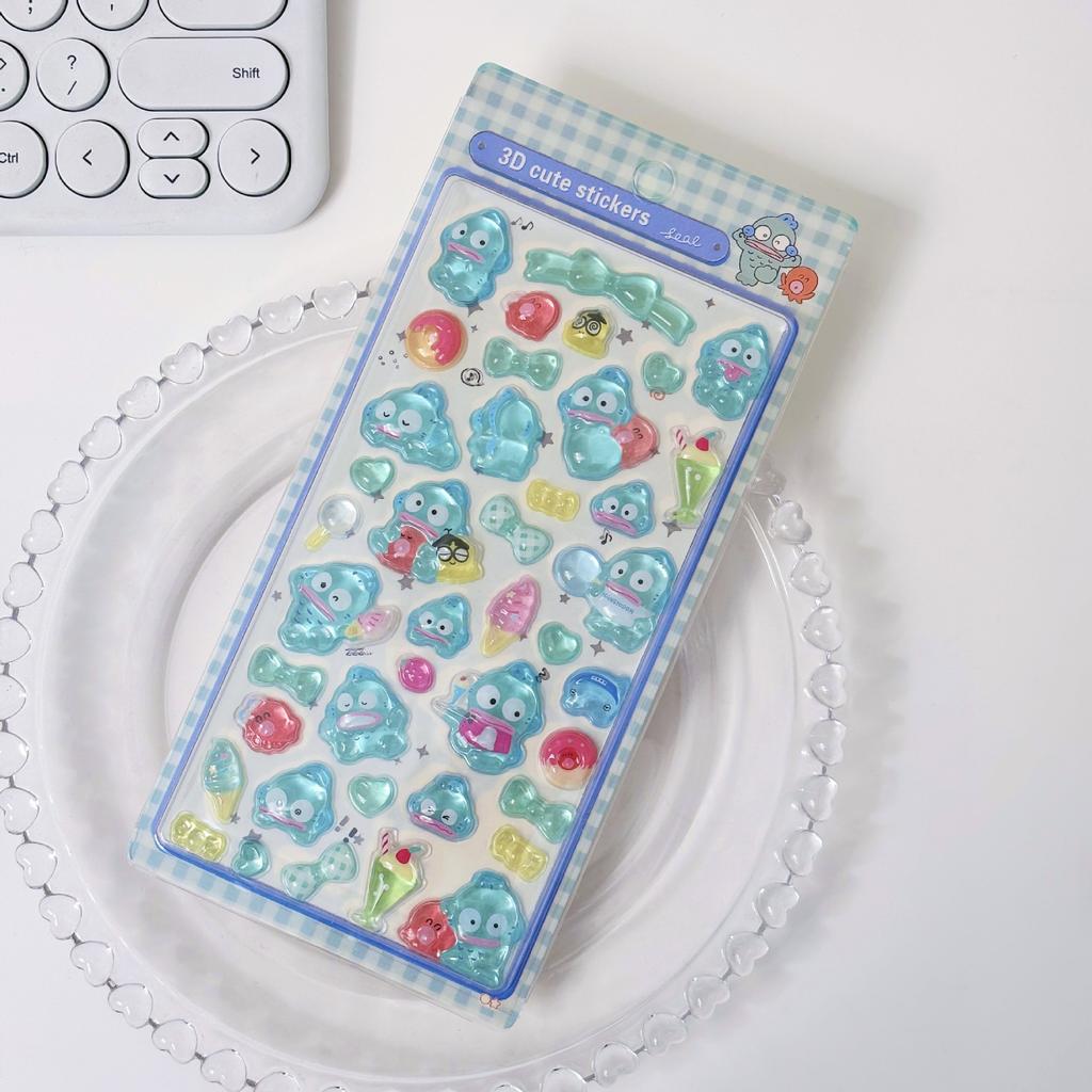 3D   Kuromi Cinnamoroll Stickers Cute Anime Transparent Jelly Crystal Decorative Sticker Note Phone Case DIY Toy