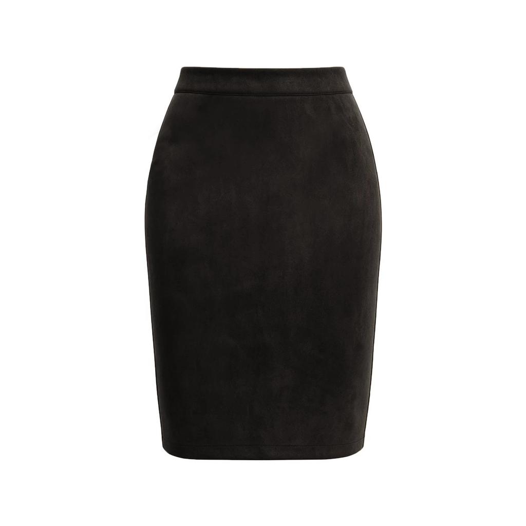 Faux Suede Skirts for Women Fall Winter Mini High Waisted Casual Pencil Bodycon Work Elegant Outfit Office Skirt Women's Vintage Knee Length Skirts