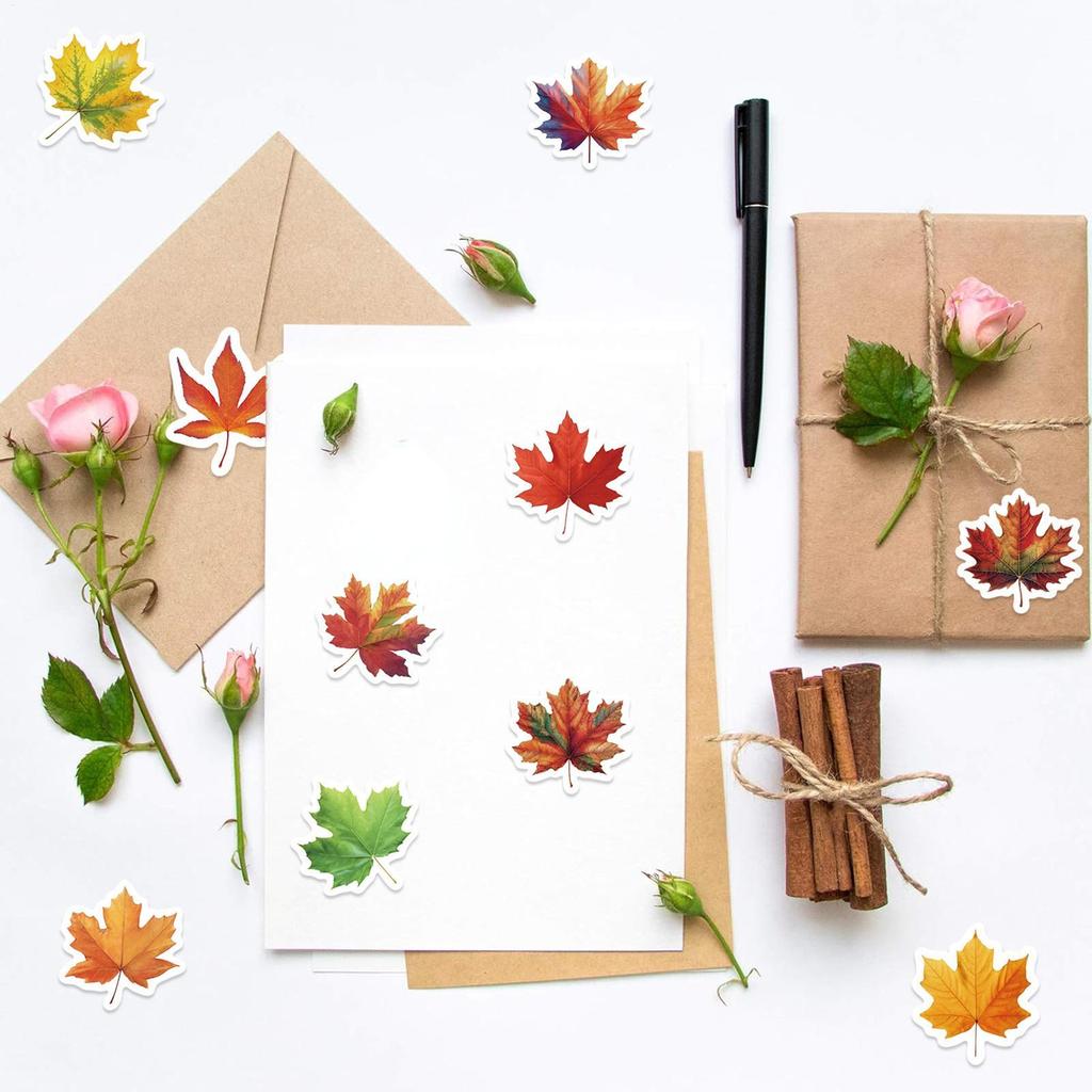 Autumn Stickers Leaves Laser Stickers Waterproof Sealing Sticker Phone Scrapbook Gifts DIY Labels Autumn Halloween Home Decor