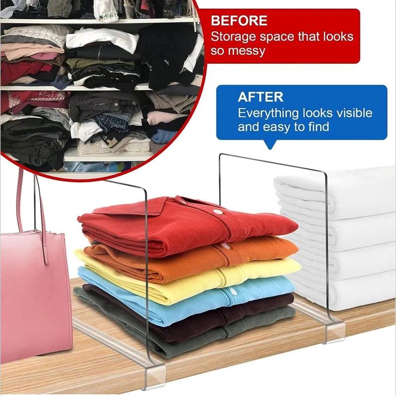 Transparent Wardrobe With Partition Board Clothing Board Cabinet Storage Partition Board Drawer Shelf Partition Storage Tool YLE371