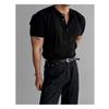 American Retro Heavyweight Short Sleeve T-Shirt Men's Polo Shirt Mature and Stable Muscle-Showing Fitness Sports Casual Top