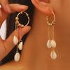 Natural Seashell Layered Necklace Tassel Ocean-Inspired Jewelry Beach Earrings Set Vacation Style Elegant Gift for Women