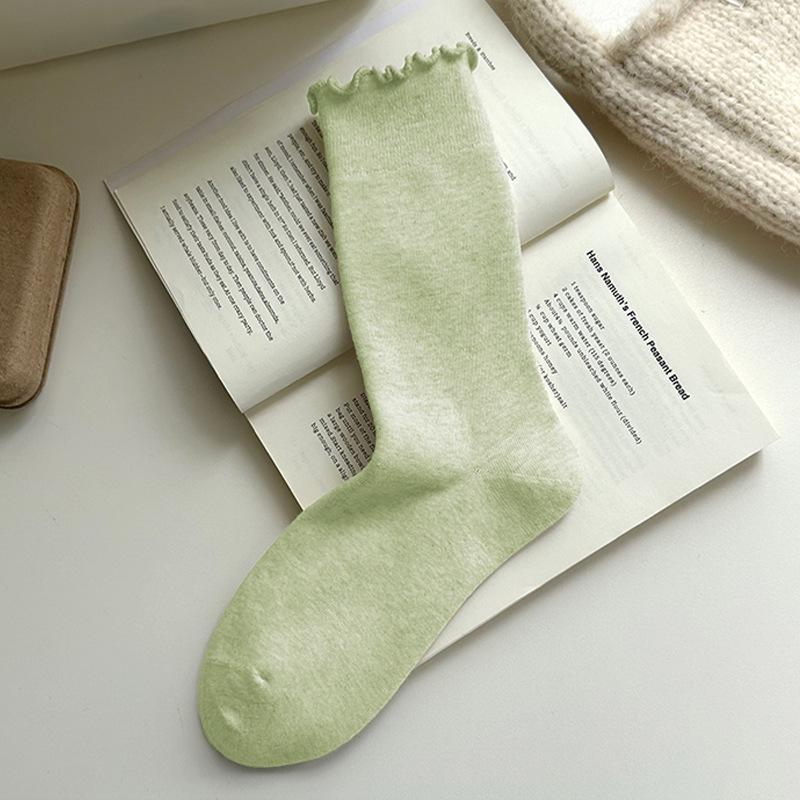 Women's Soft Pure Cotton Ruffle Edge Socks - Comfortable, Breathable, and Loose Fit