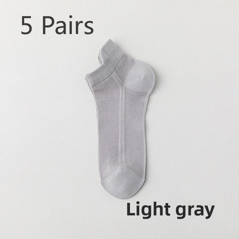 5 Pairs of Men's Summer Thin Mesh Cotton Deodorant Sweat Absorbing Boat Socks