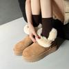 Fashion New Retro Winter Cow Suede Warm Snow Boots Handmade Women's Cute Round Head Thick Bottom with Suede Warm Cotton Boots Size 40