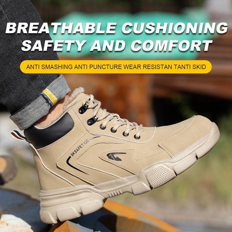 Waterproof Safety Shoes Men Steel Toe Boots Anti-smash Anti-puncture Indestructible Protective Boots Womens Construction Shoes
