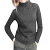 Women Sweater Solid Color Linen Sweater Knitted Turtleneck Sweater