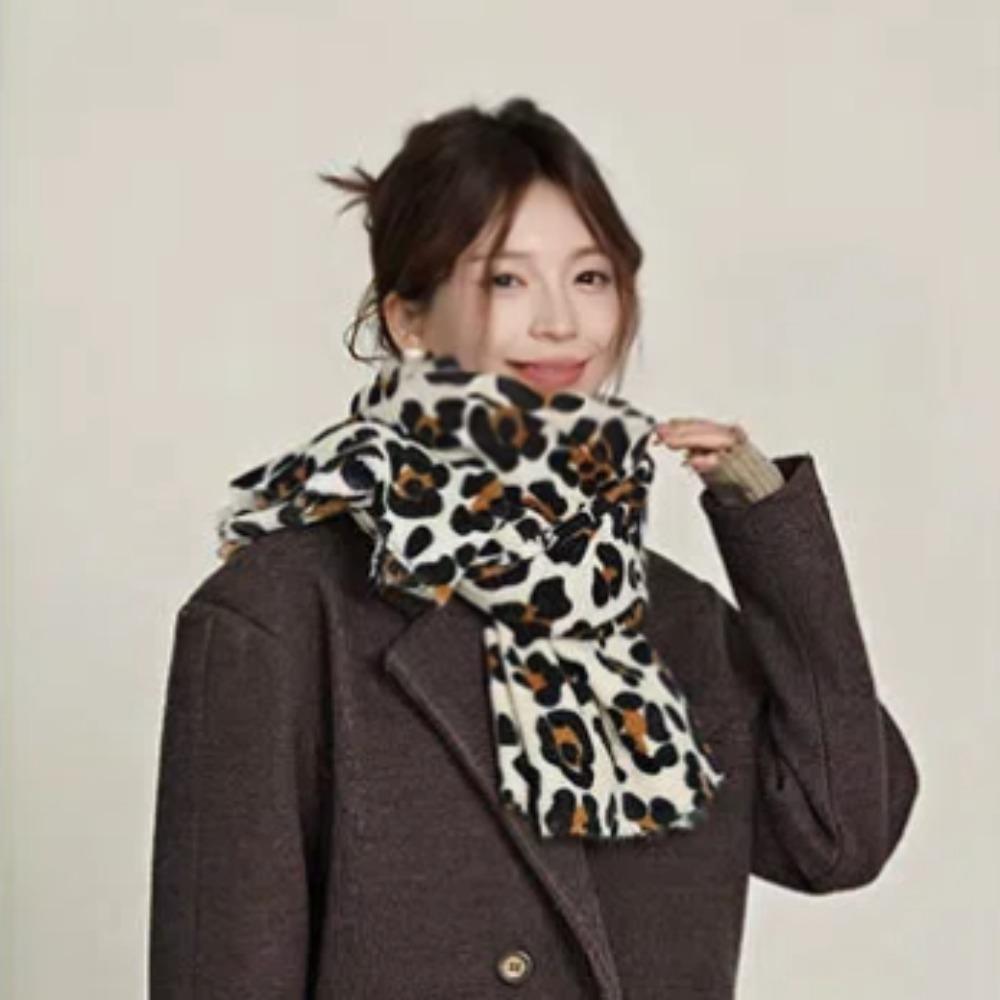 Tassel Leopard Print Scarf Plush Long Cashmere Shawl Classic Luxury Pashmina Scar  Women/Men