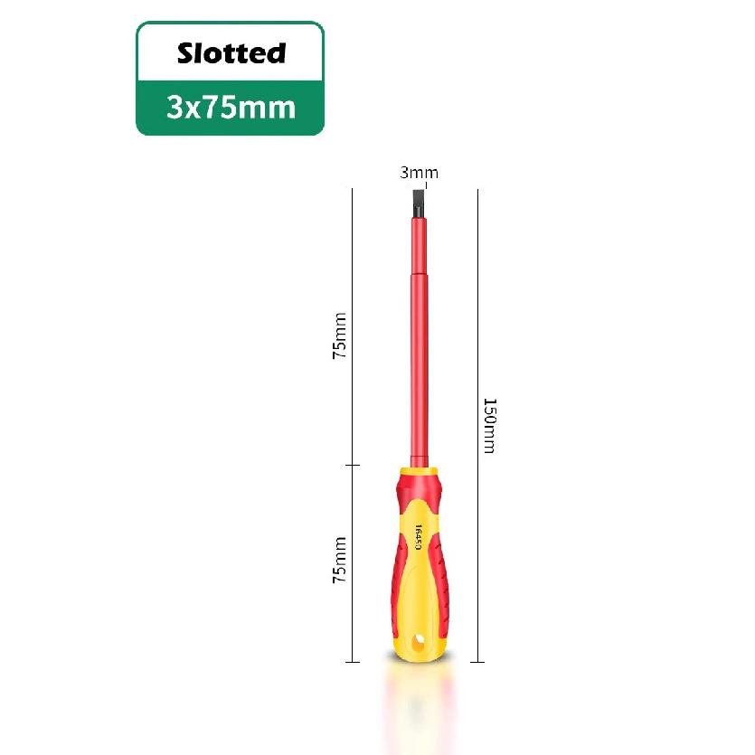 

Insulated Screwdriver Slotted Cross Screwdrivers Phillips Flat Driver Electrician s Professional Maintenance Tools Hand Tool Slotted 3x75mm