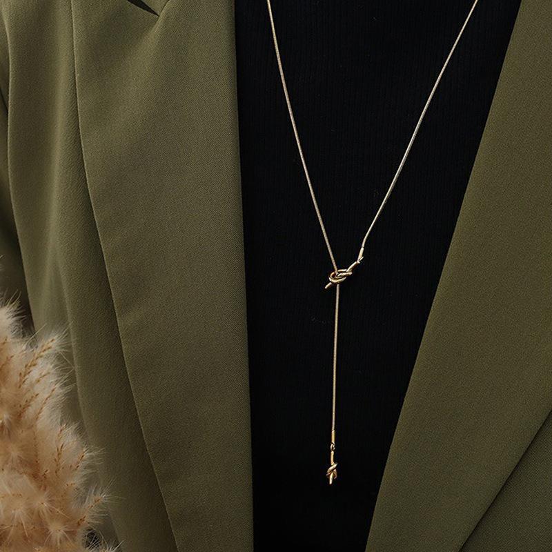 St. Delan Elegant Minimalist Titanium Steel Long Sweater Necklace