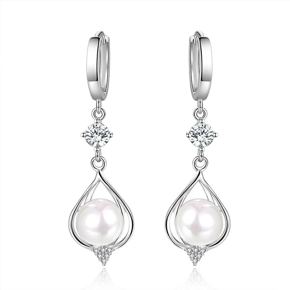 Andara 925 Sterling Silver Water Drop Natural Pearl Earrings for Women Wedding Gift Fashion Jewelry