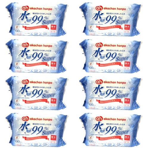

Akachan Honpo Super Thick Baby Wipes, 60 sheets x 8 packs, Thick Baby Wipes, Water, Pure Water, Mild Acidity, Contains Hyaluronic Acid