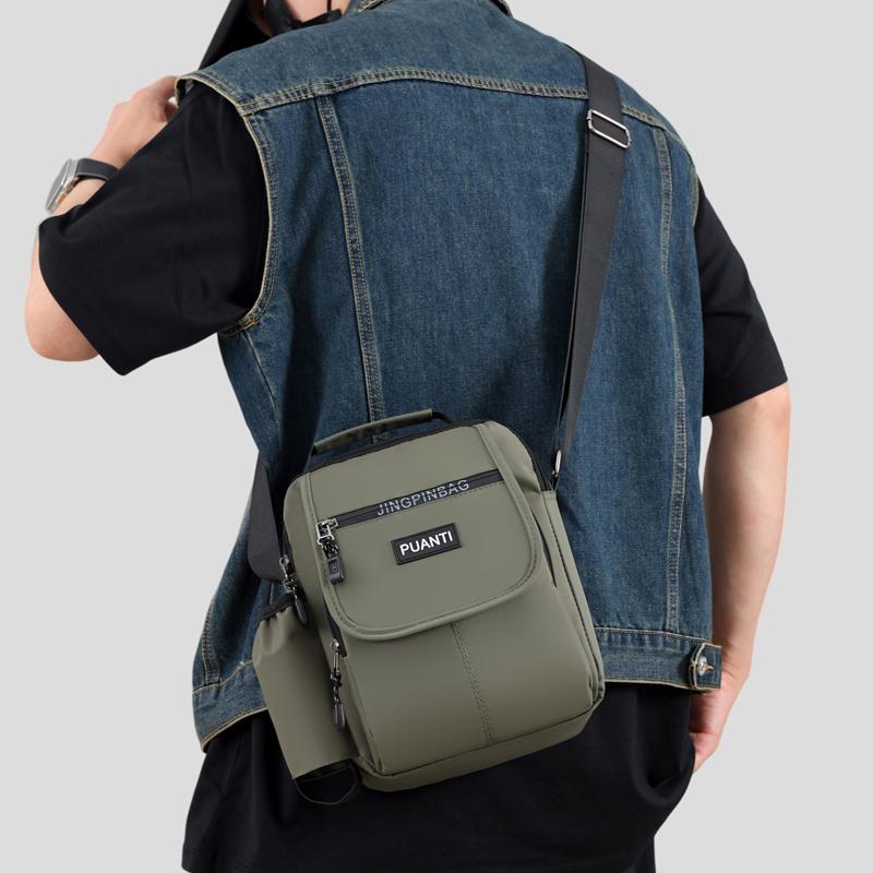 Borsa a Spalla Quadrata Sportiva da Uomo - Borsa a Tracolla Resistente a Lati Morbidi Stile College con Tasche Multifunzionali
