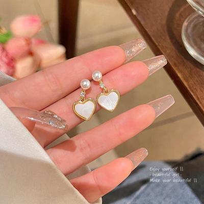 Elegant Pearl Heart Earrings - S925 Silver, Trendy & Versatile