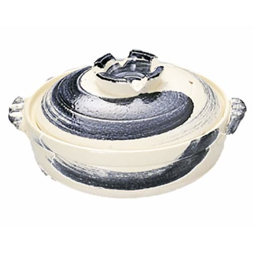 Minosarara, Heat-Resistant Gothic Hakeme Deep Earthenware Pot, Size 8, Serves 2-3 People, Made in Japan, Banko Ware