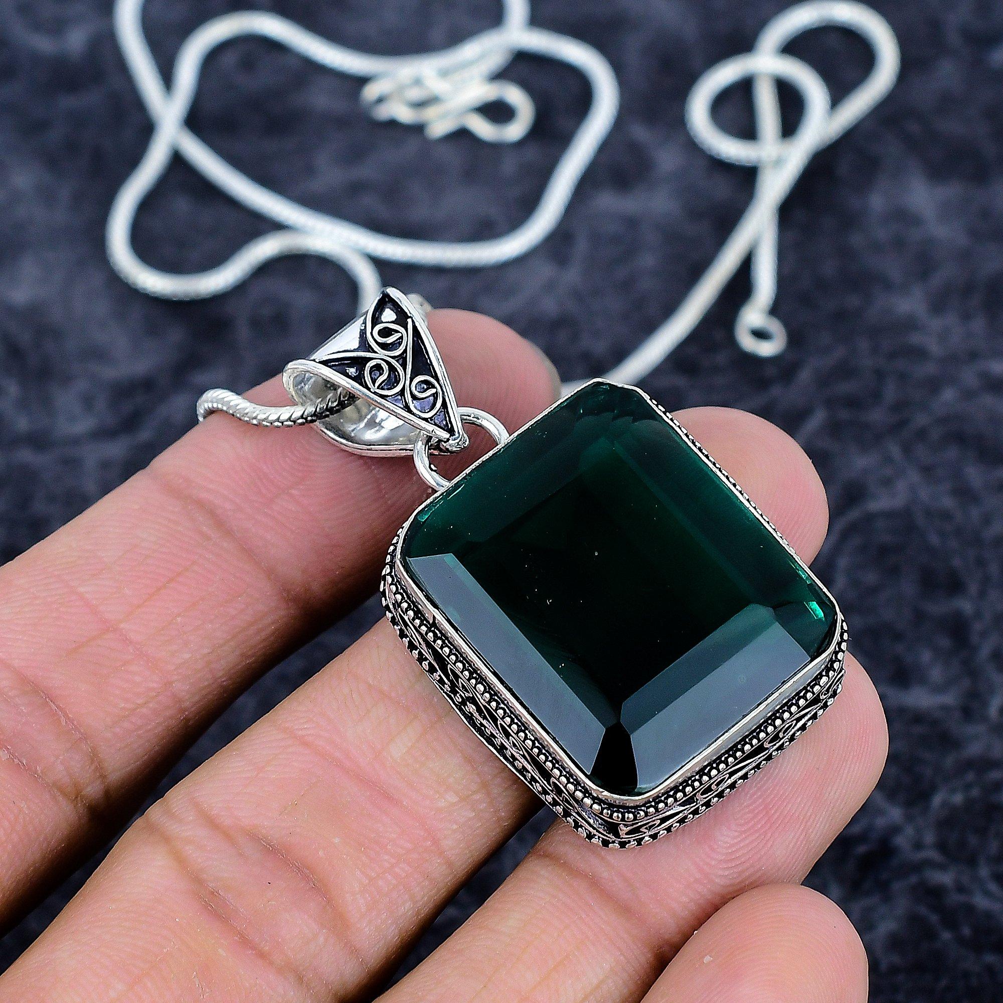 

Chrome Diopside Gemstone Handmade 925 Sterling Silver Jewelry Pendant 1.81 M-3222