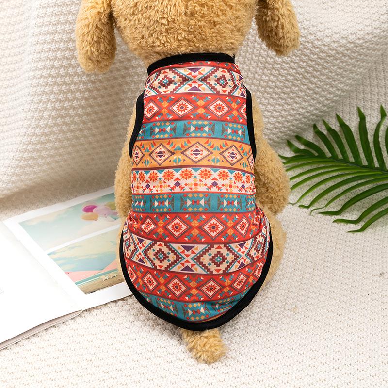 Ethnic Style Summer Short Sleeve Pet Vest for Cats and Small Dogs