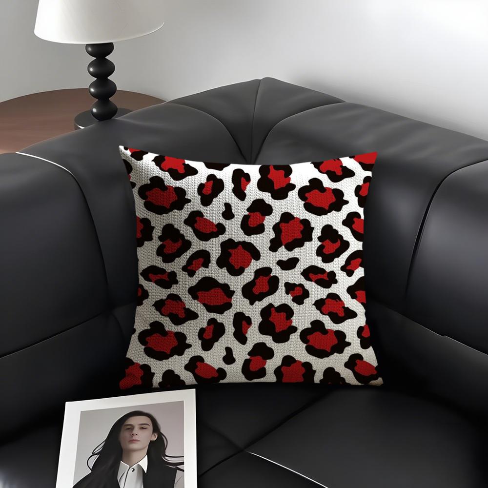 Fashion Luxury Leopard Print Cushion Cover Natural Linen Organic Fabric DoubleSided Printing Sofa Home Decor Gift Pillow Case