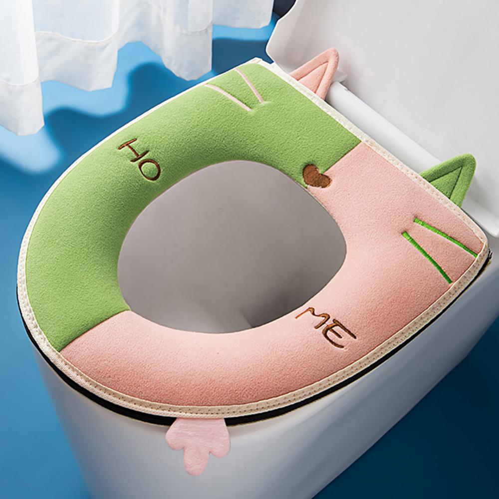 Luminous Toilet Seat Cover Soft Warm Mat Universal Washable Removable Zipper Cover Bathroom Toilet Lid Pad Case Cushion