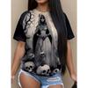 Fashion Women's Clothing Crew Neck Short Sleeve 3D Christmas Color Printing Christmas Short Sleeve Crew Neck T-Shirt