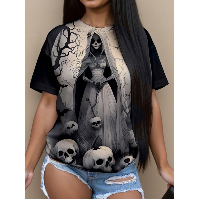 Fashion Women's Clothing Crew Neck Short Sleeve 3D Christmas Color Printing Christmas Short Sleeve Crew Neck T-Shirt