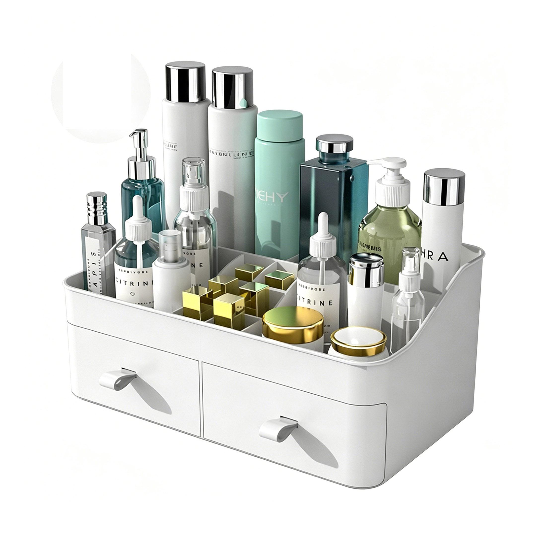 Makeup Organizer with Drawers Large Capacity Cosmetic Storage Box for Vanity Skincare Brushes Lipsticks Stationery Desk Organizer for Bathroom Bedroom