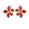 Pinkdudu Vintage Glass Dripping Flower Zinc Alloy Earrings Simple Trendy Stud Earrings Women Jewelry  PD2274