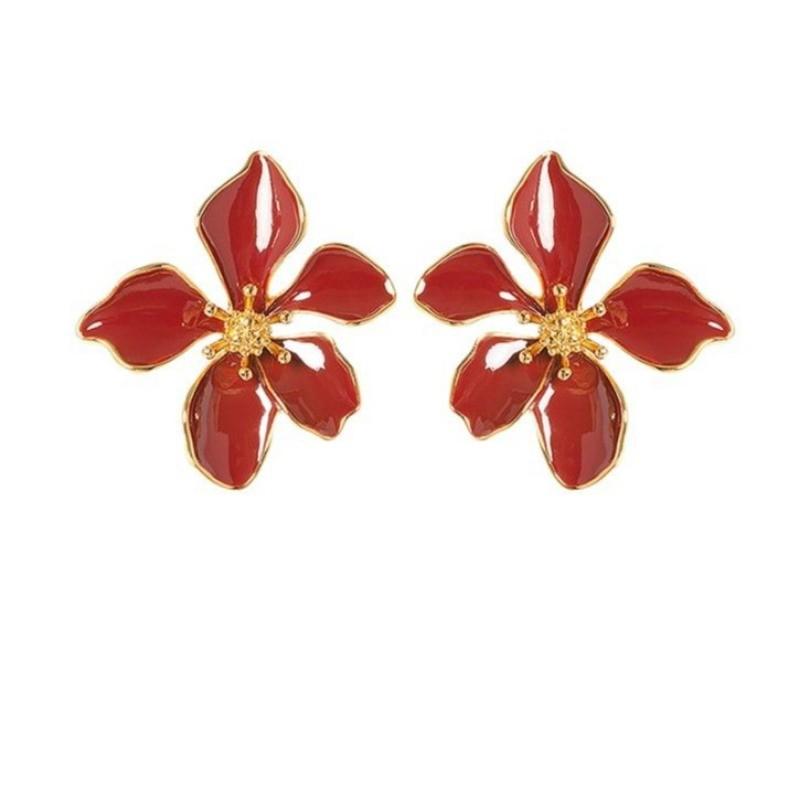 Pinkdudu Vintage Glass Dripping Flower Zinc Alloy Earrings Simple Trendy Stud Earrings Women Jewelry  PD2274
