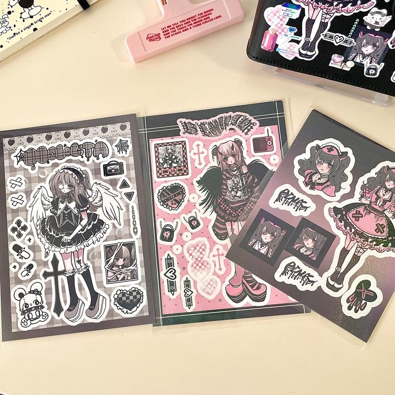Korean Cute Maid Devil Angel Girl Stickers Scrapbooking DIY Album Decoration Sticker Aesthetic Personalized Kawaii Stationery