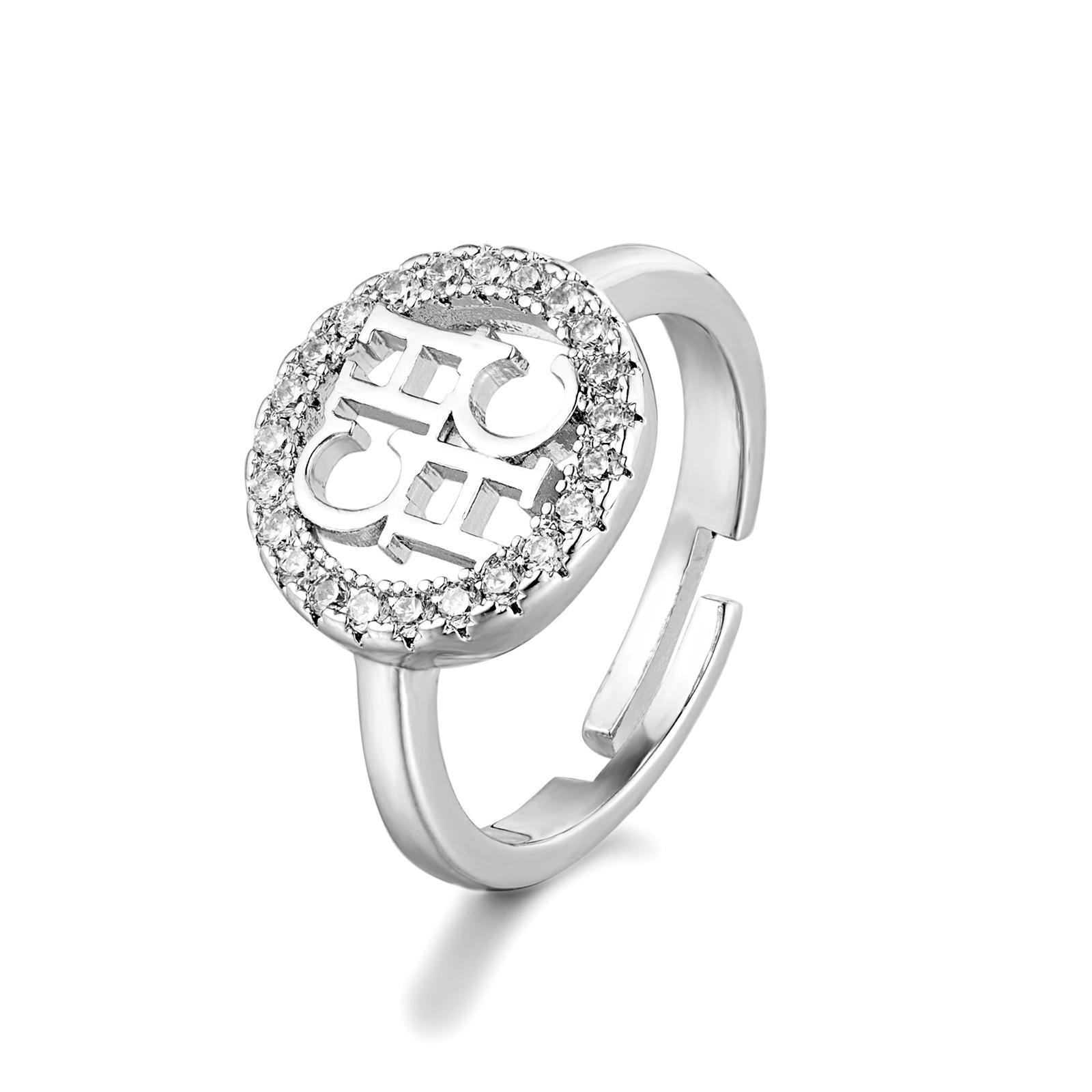 CHHC Cubic Zirconia Diamond Studded English Letter Jewelry, High-End Style, Light Luxury, Trending Cross-Border Dropshipping Item