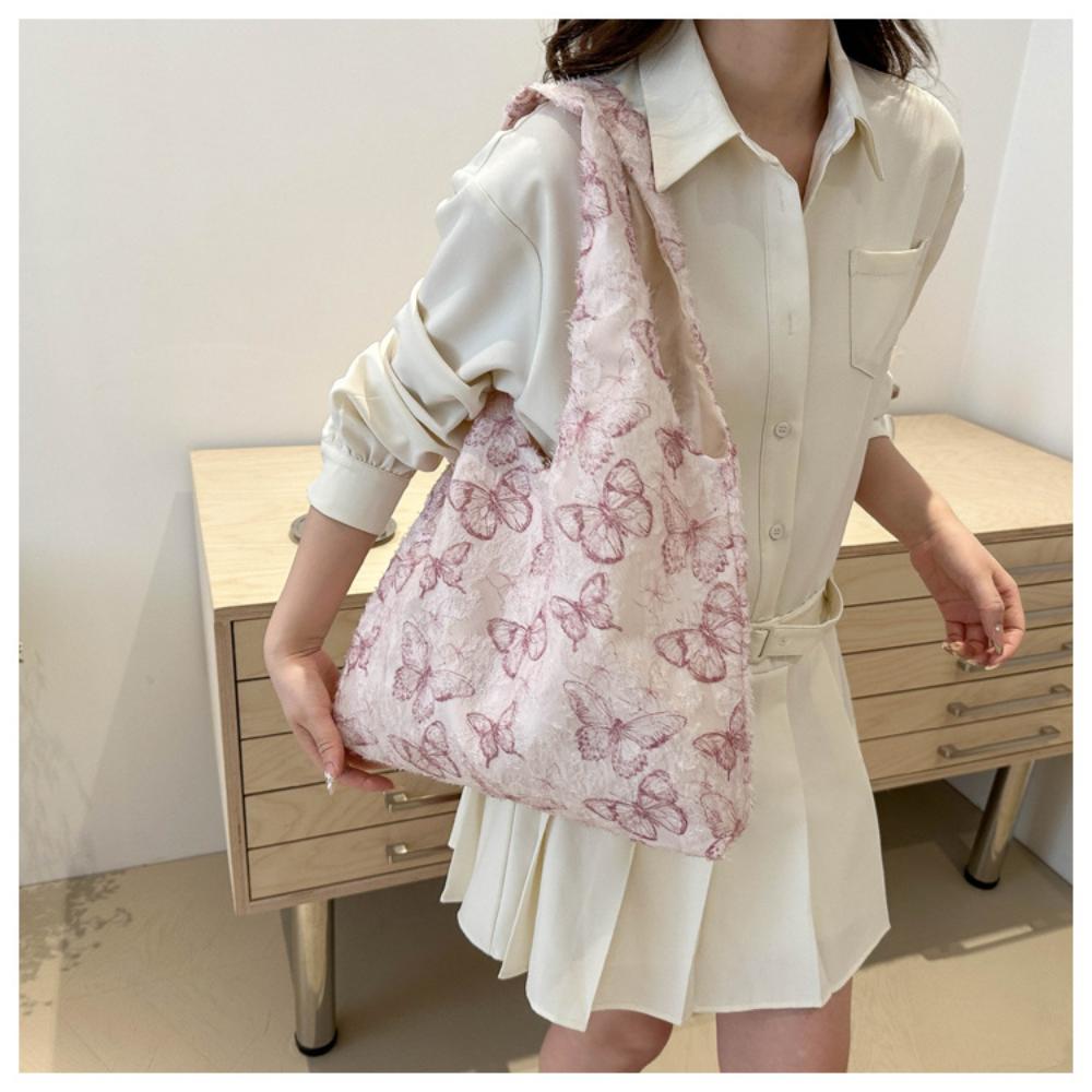 Retro Nadruk Motyla Damska Torba na Ramię Słodka Koronka Damskie Torby na Zakupy Moda Płótno Damska Torba Kamizelka Torby Tote Torebka