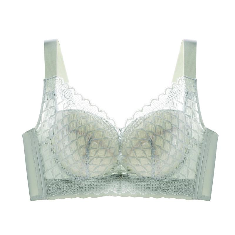 Underwear Women's Soft Steel Ring Thin Design Gathering and Adjusting Type Anti Sagging Bra Oversized Bra